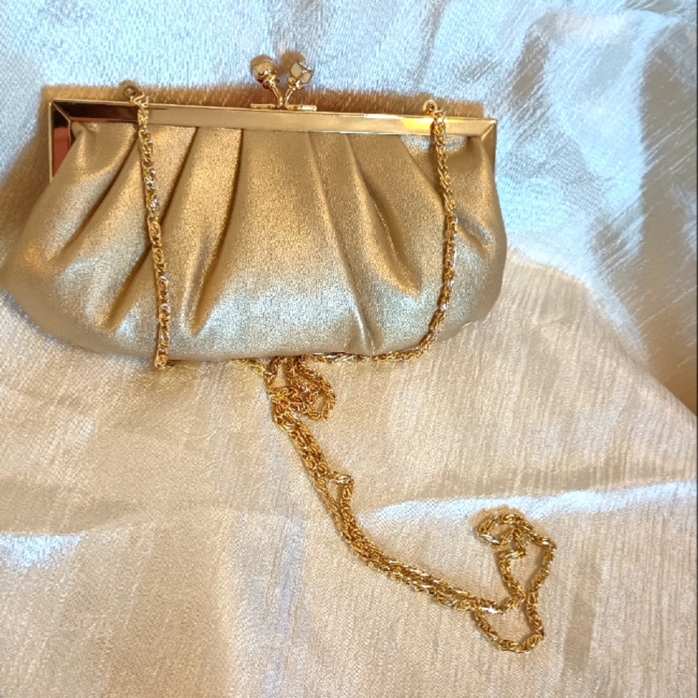 Gunne Sax Gold Faux Leather Vintage Purse 1960's